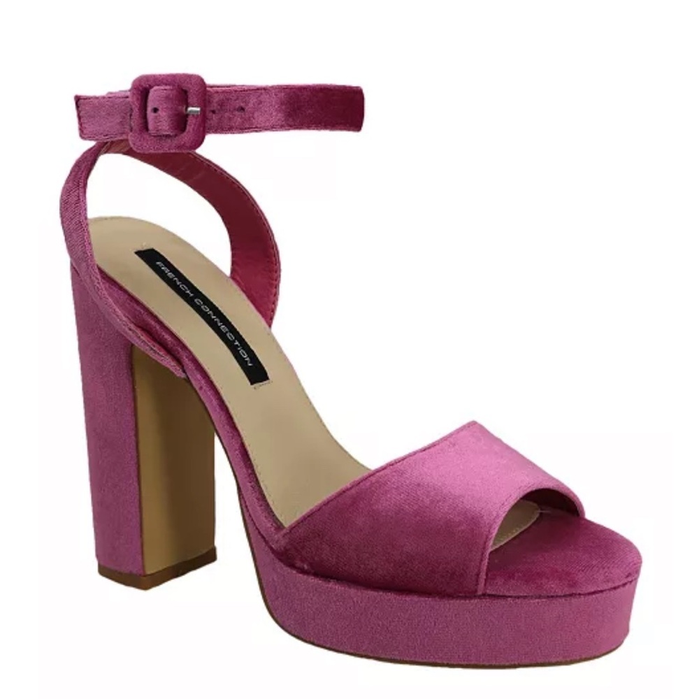 NWT! French Connection Taryn Ankle Strap Chunky Platform Sandal Pink